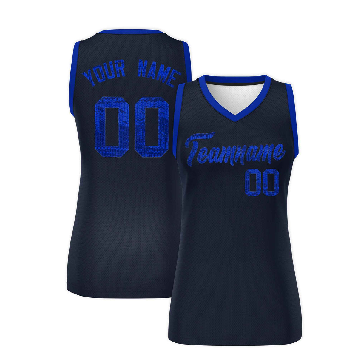 Custom Navy Royal Women Netball Sequined Dress