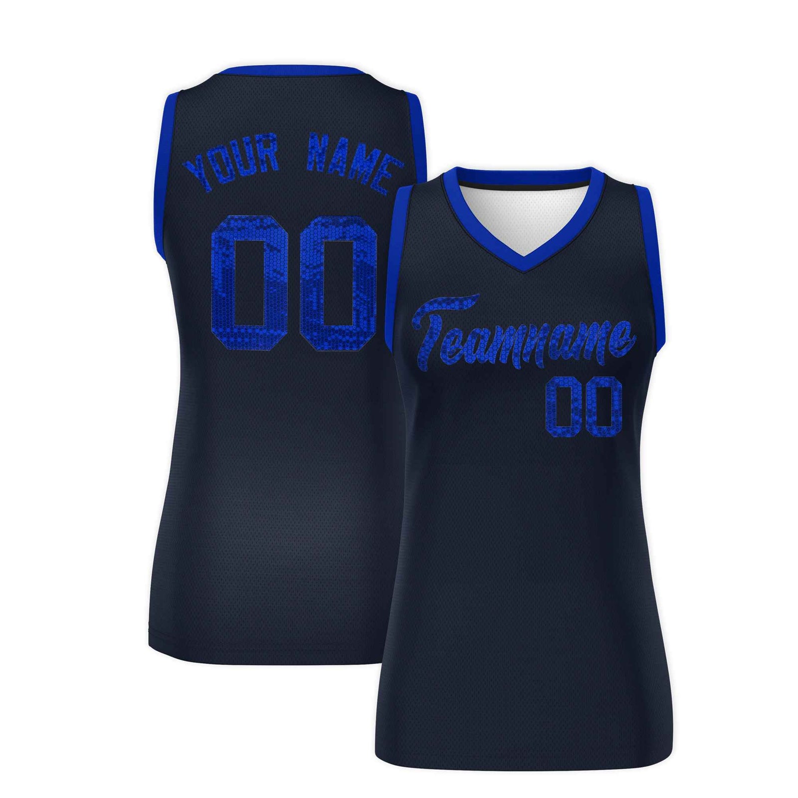 Custom Navy Royal Women Netball Sequined Dress