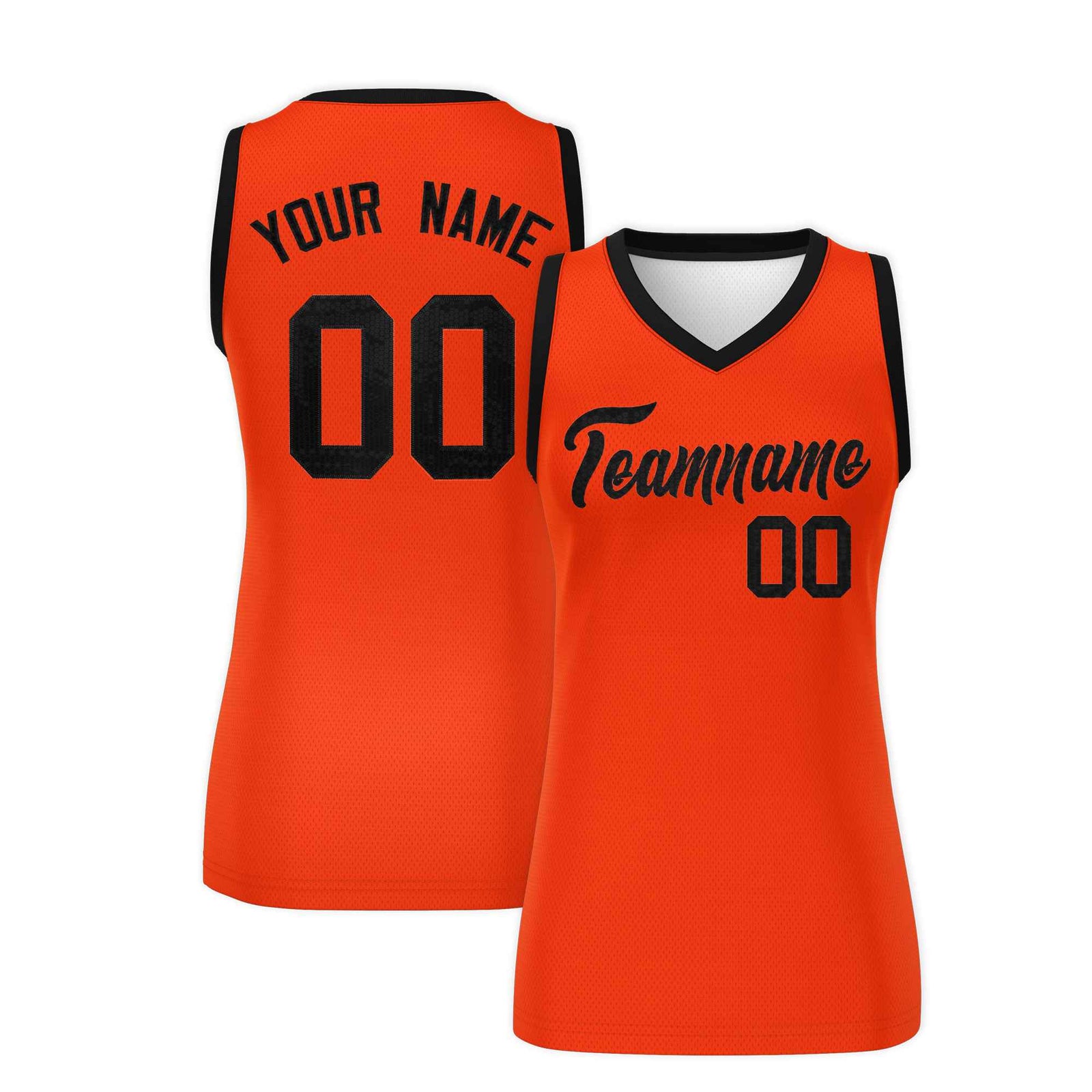 Custom Orange Black Women Netball Sequined Dress