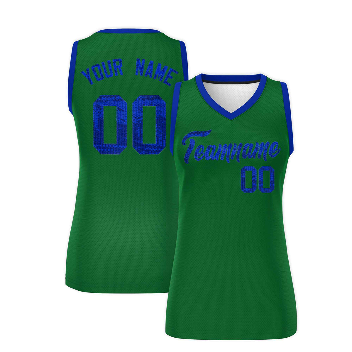 Custom Kelly Green Royal Women Netball Sequined Dress