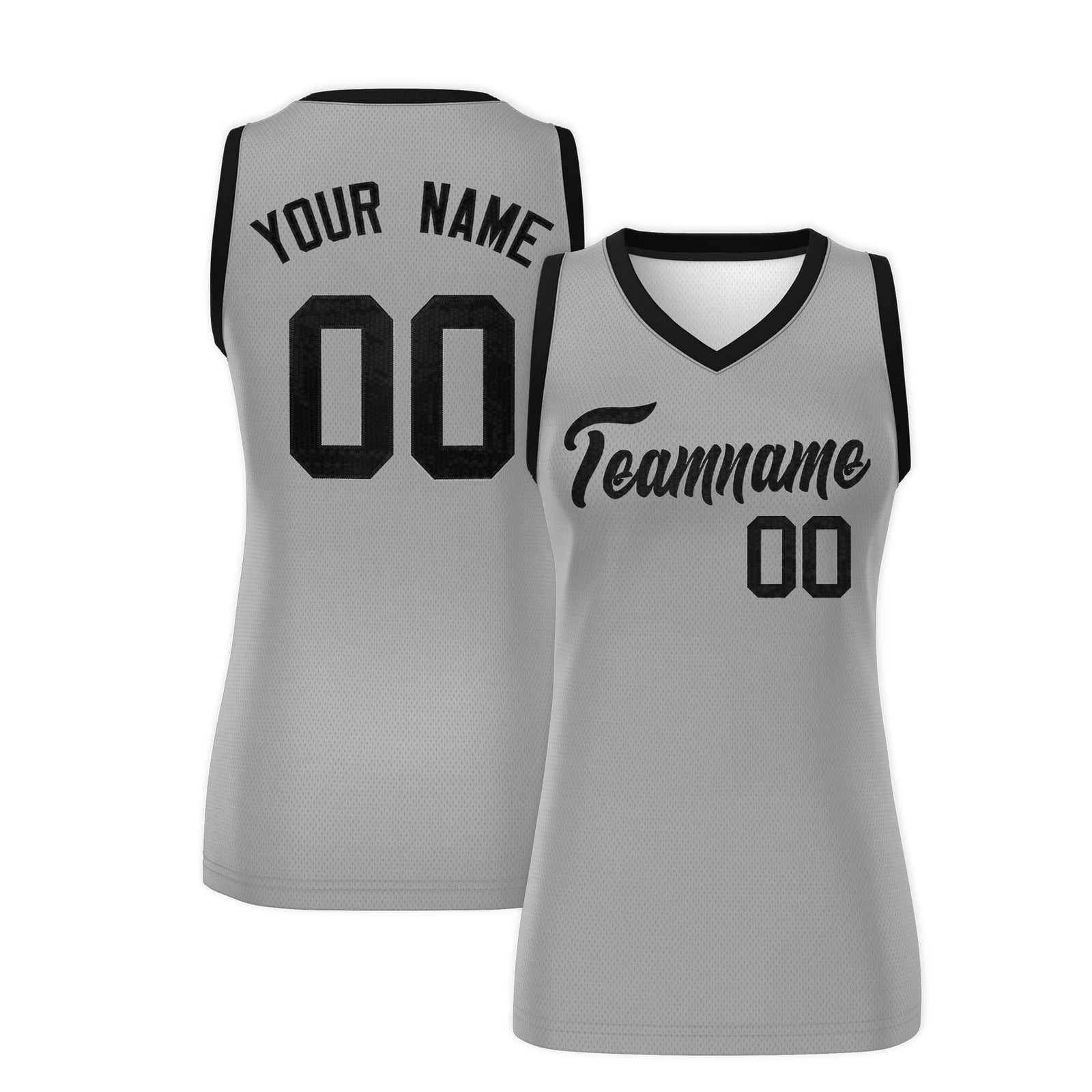 Custom Silver Black Women Netball Sequined Dress