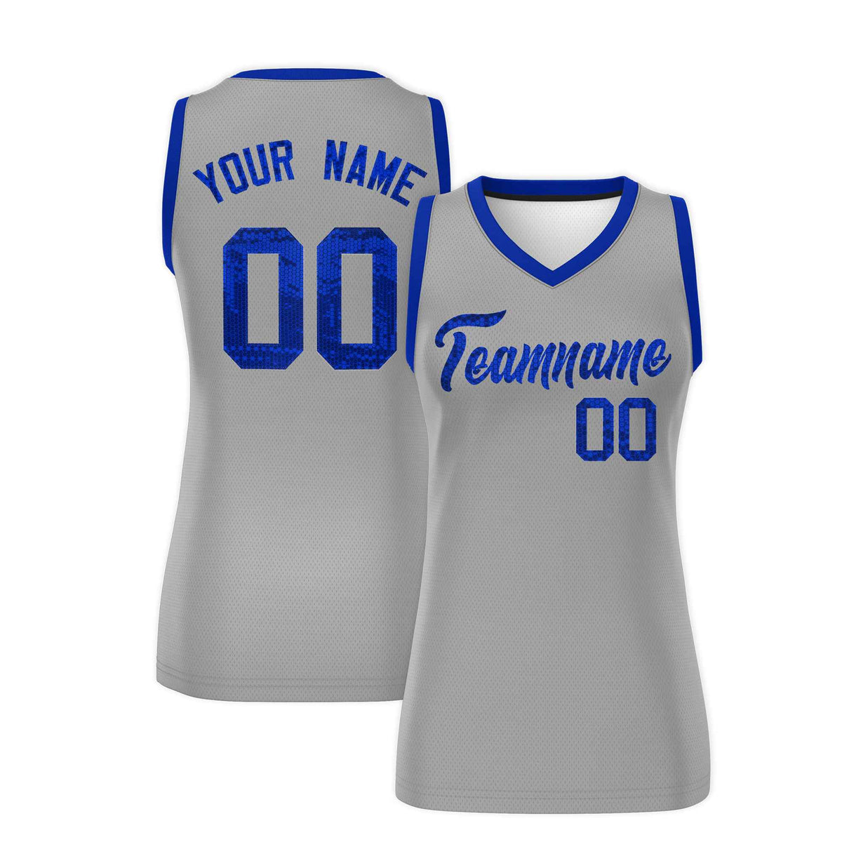 Custom Silver Royal Women Netball Sequined Dress