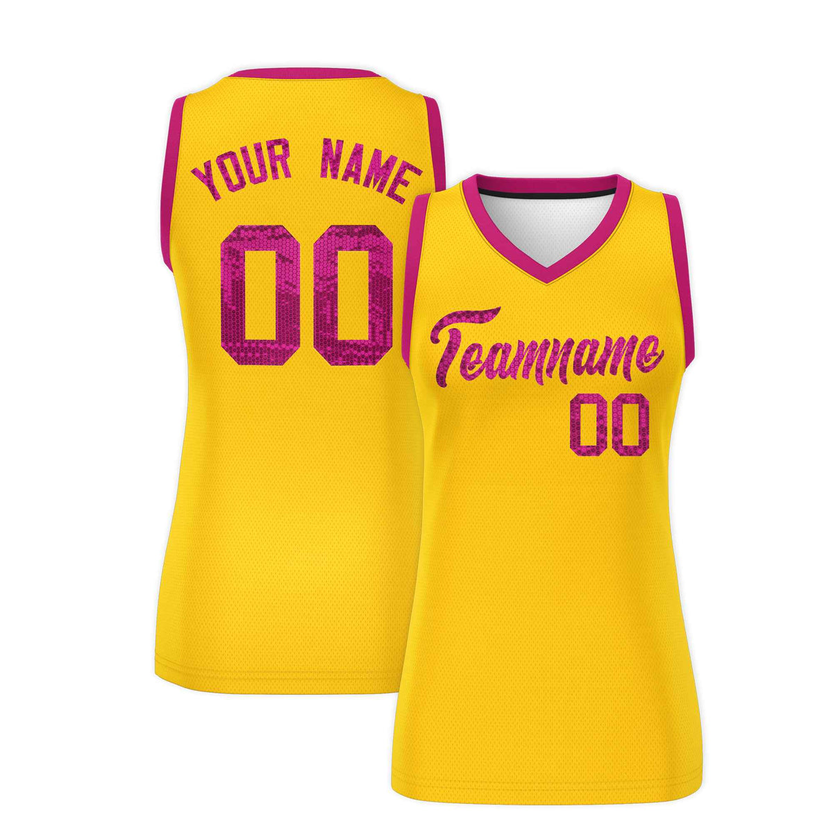 Custom Gold Pink Women Netball Sequined Dress