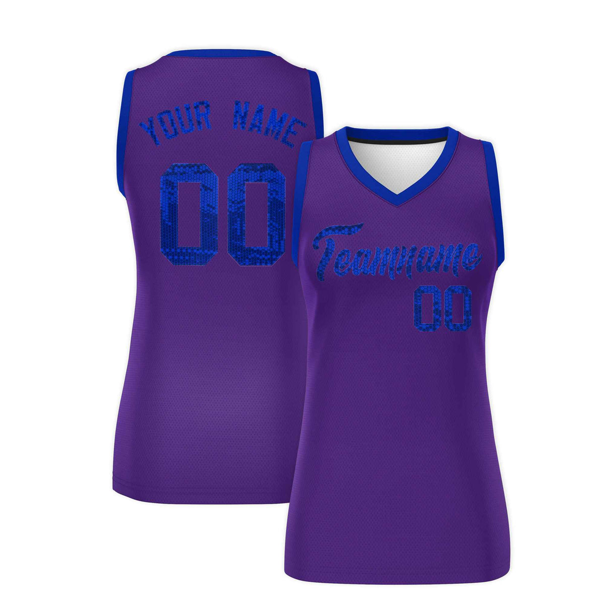 Custom Purple Royal Women Netball Sequined Dress