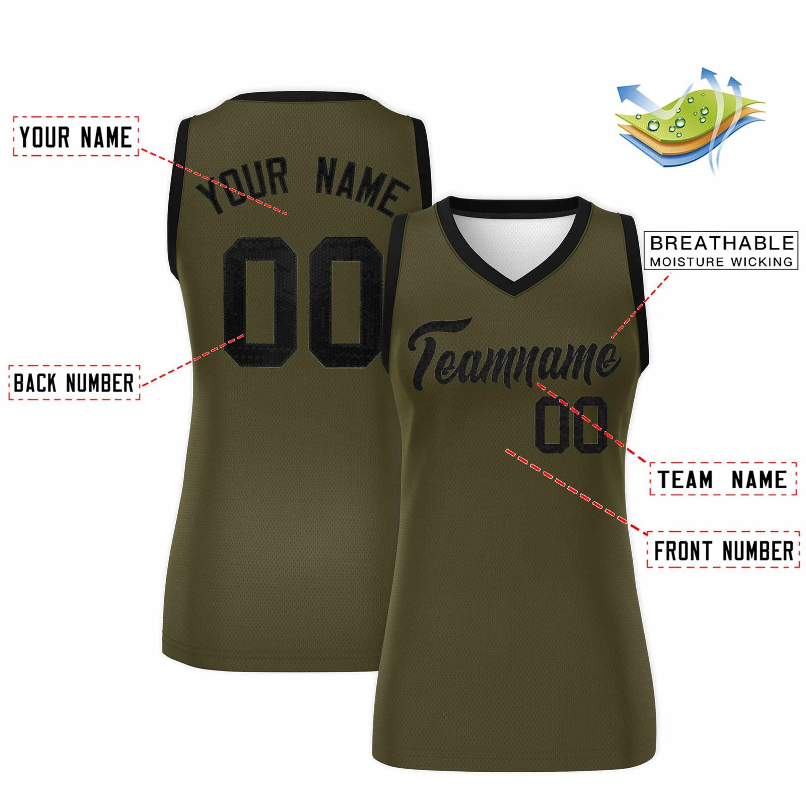 Custom Olive Black Women Netball Sequined Dress