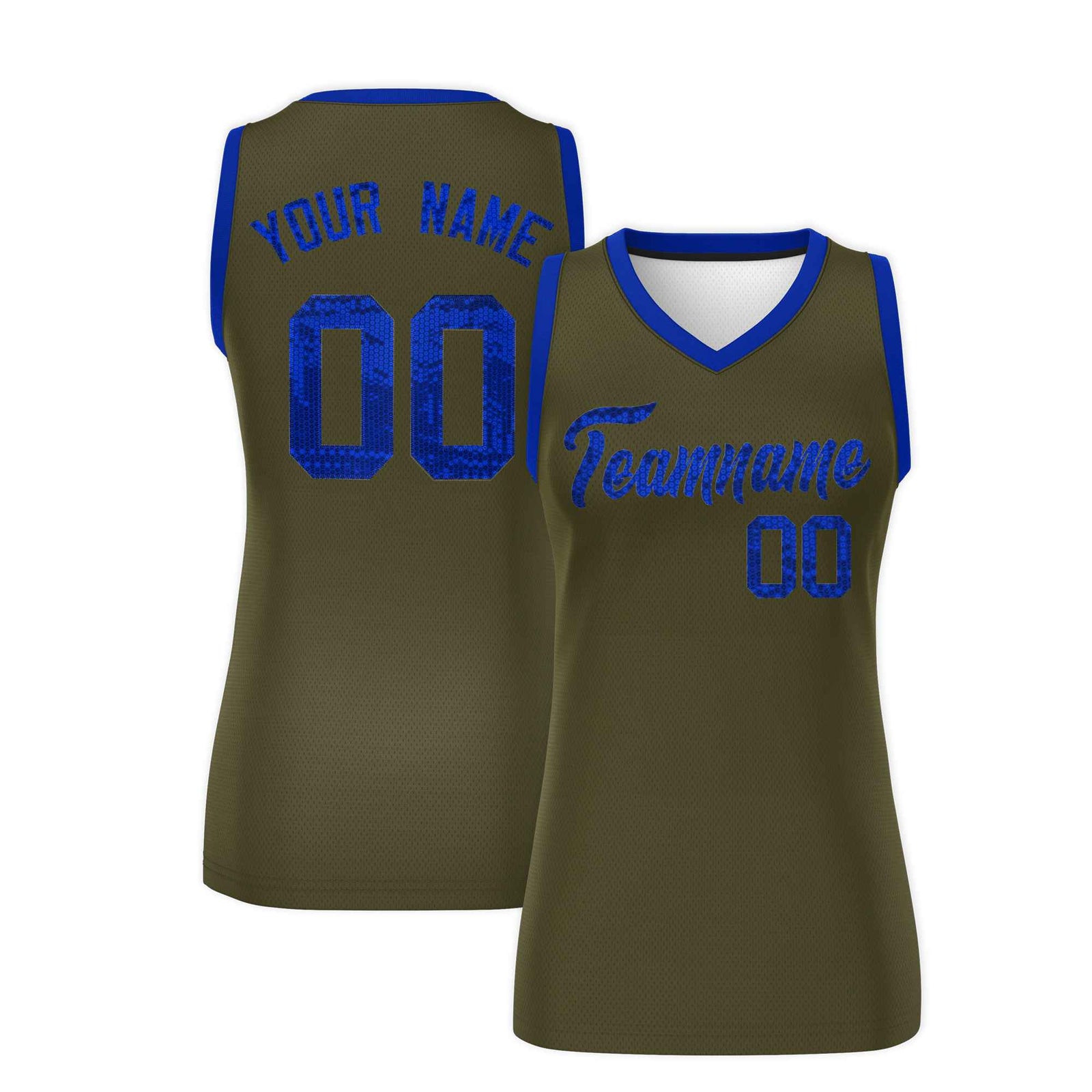 Custom Olive Royal Women Netball Sequined Dress
