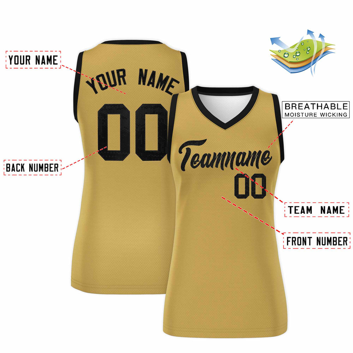 Custom Old Gold Black Women Netball Sequined Dress
