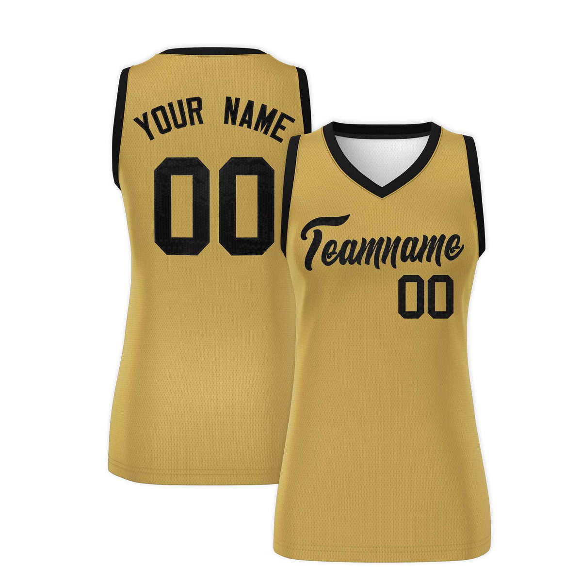 Custom Old Gold Black Women Netball Sequined Dress