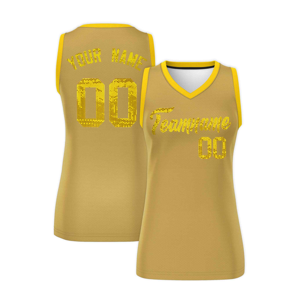 Custom Old Gold Gold Women Netball Sequined Dress