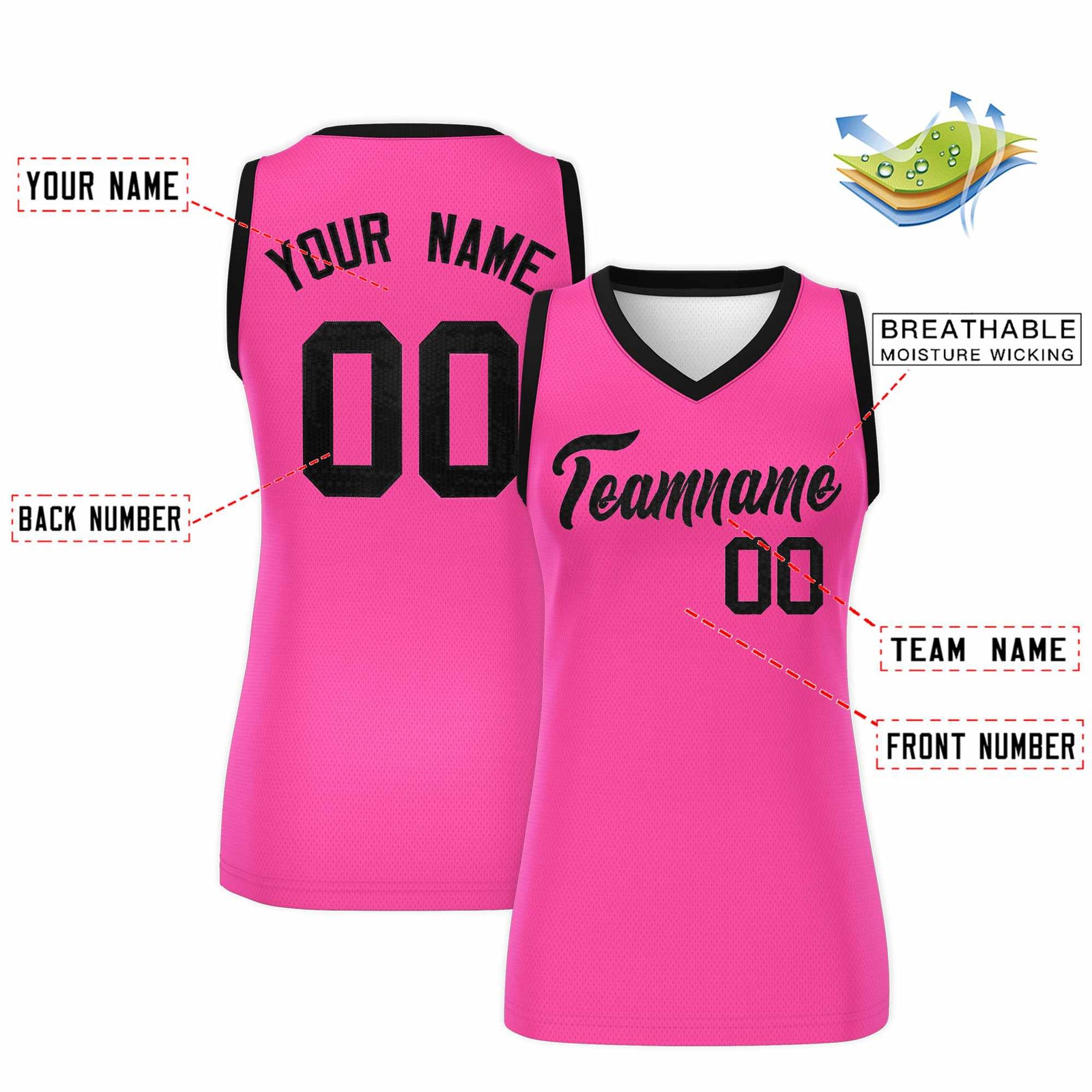 Custom Pink Black Women Netball Sequined Dress