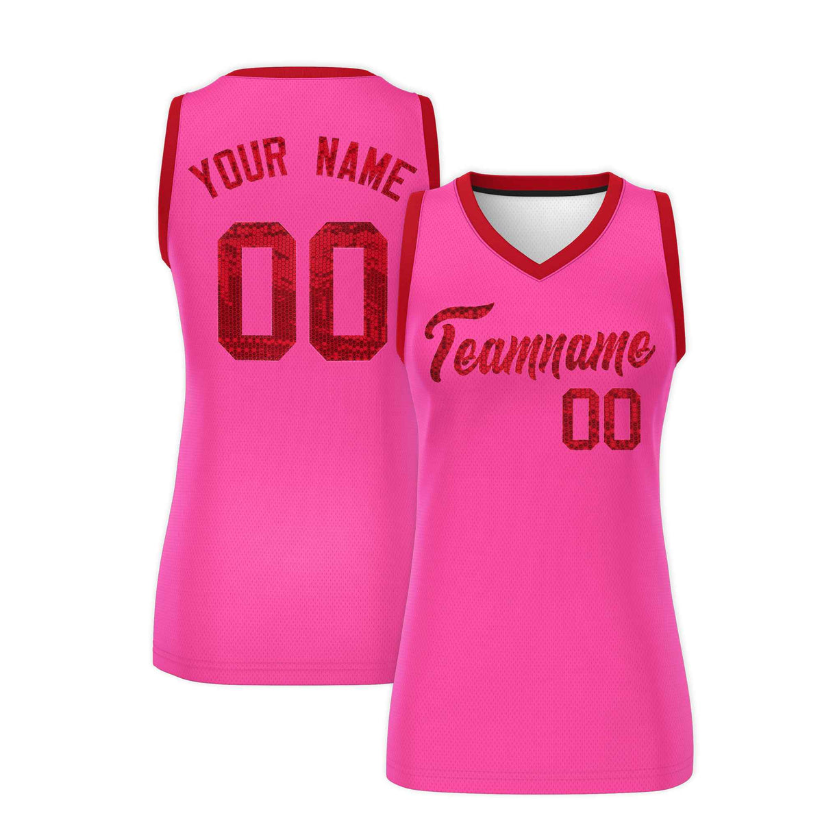 Custom Pink Red Women Netball Sequined Dress