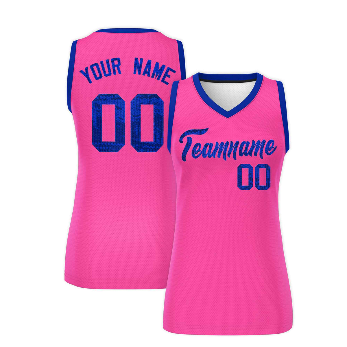 Custom Pink Royal Women Netball Sequined Dress