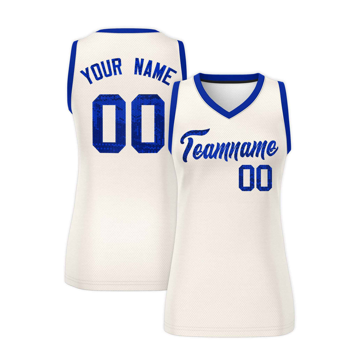 Custom Cream Royal Women Netball Sequined Dress