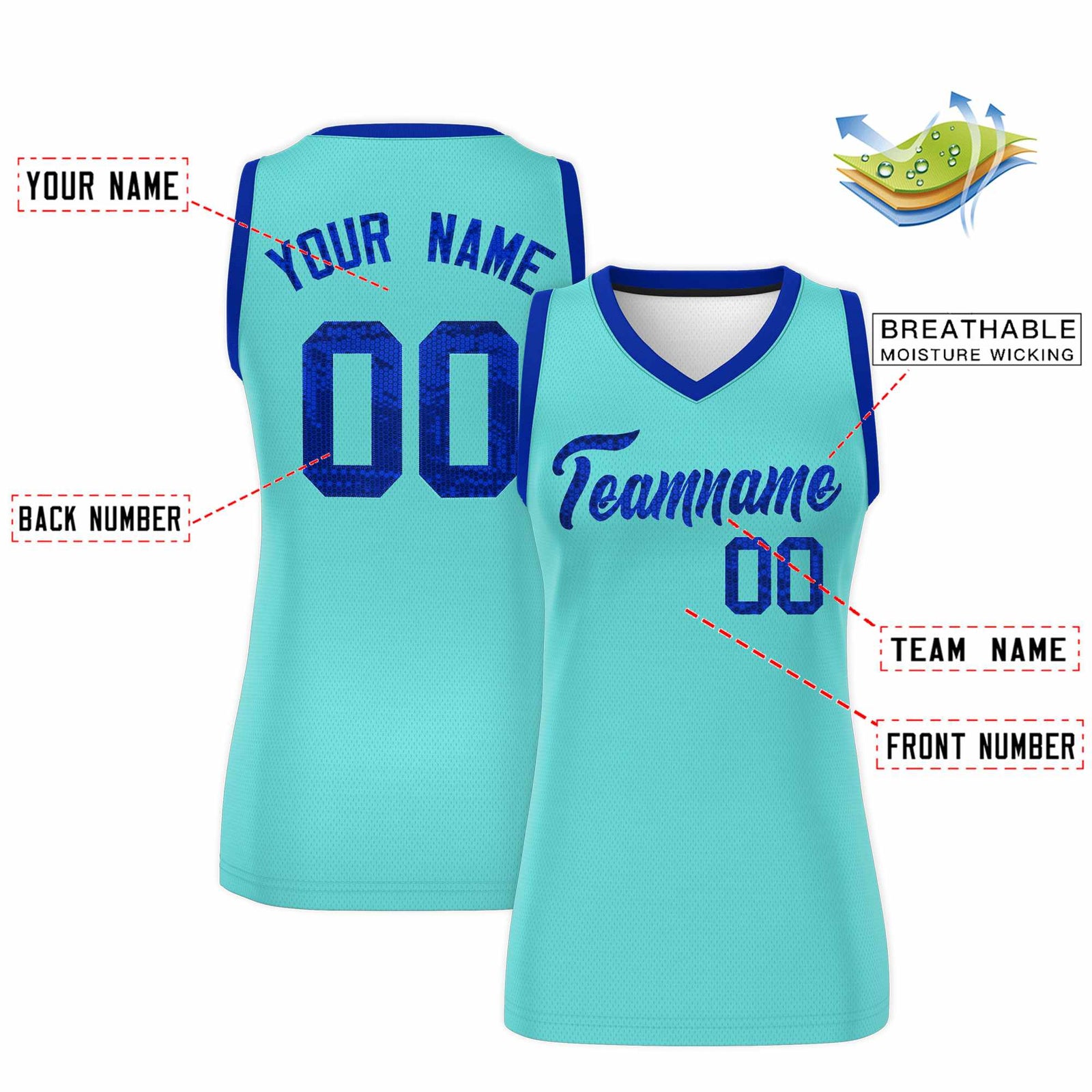 Custom Bright Green Royal Women Netball Sequined Dress