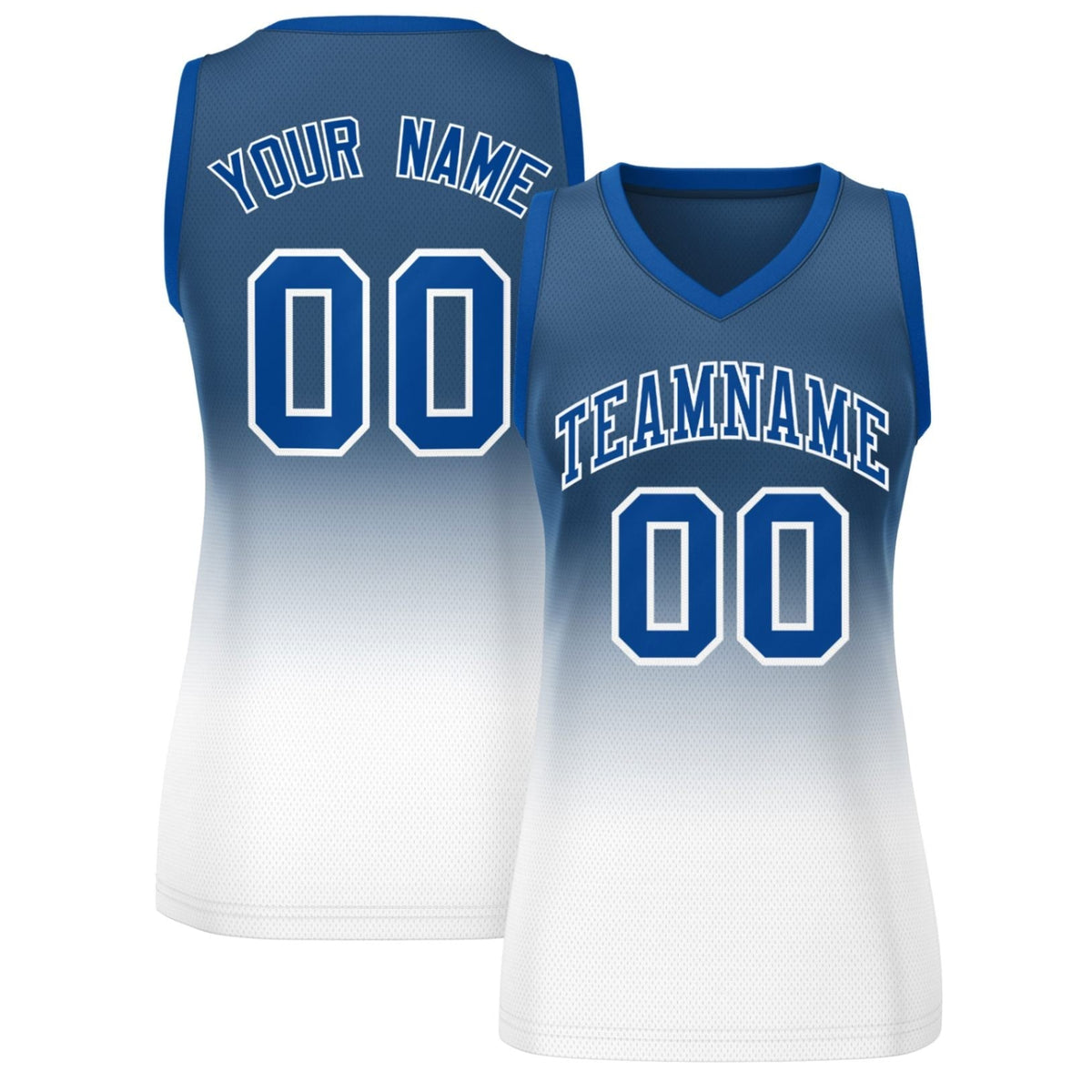 Custom Navy White Gradient Fashion Tops Mesh Netball Dress For Women