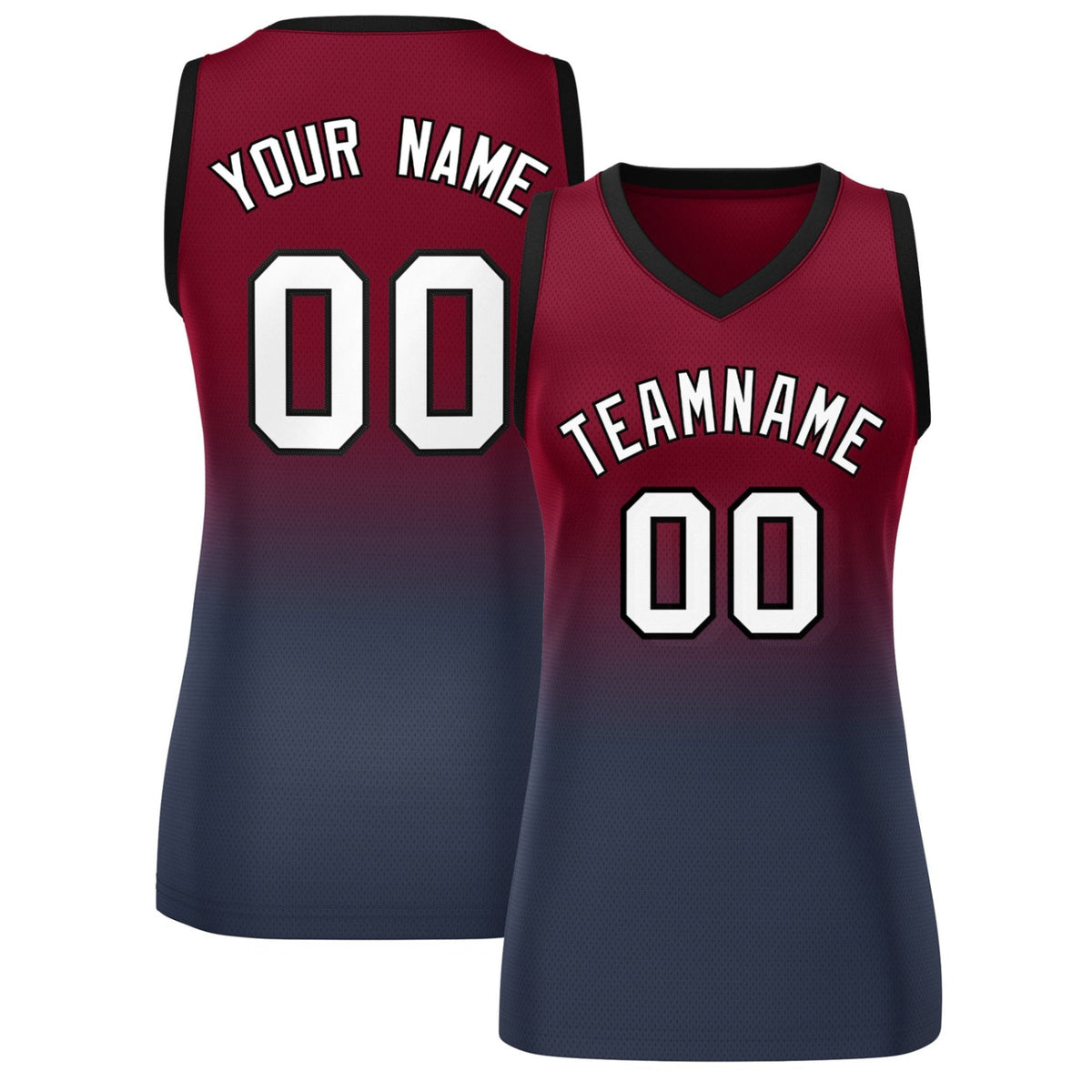 Custom Crimson Navy Gradient Fashion Tops Mesh Netball Dress For Women