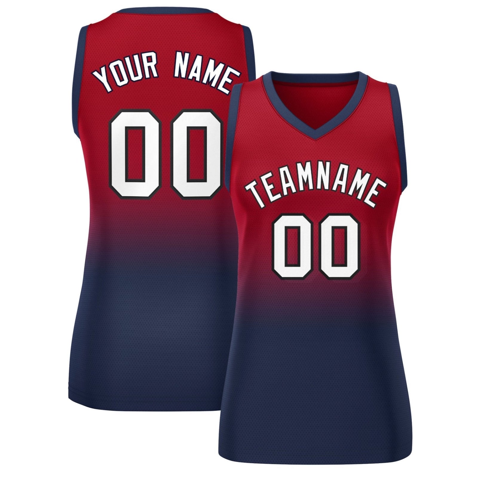 Custom Red Navy Gradient Fashion Tops Mesh Netball Dress For Women