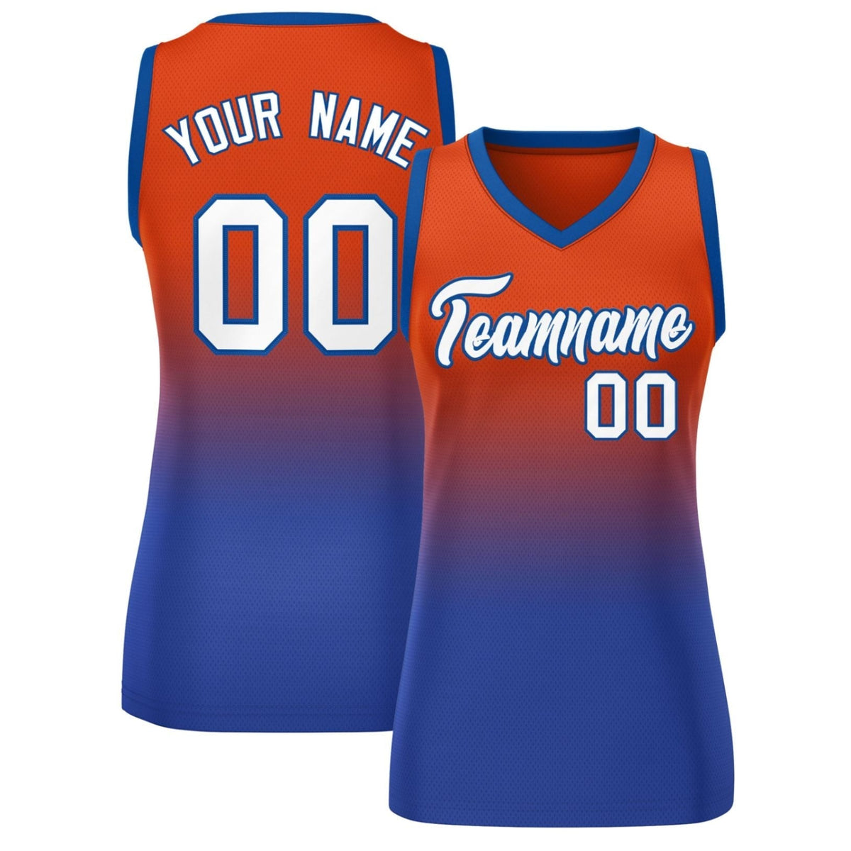 Custom Red Royal Gradient Fashion Tops Mesh Netball Dress For Women