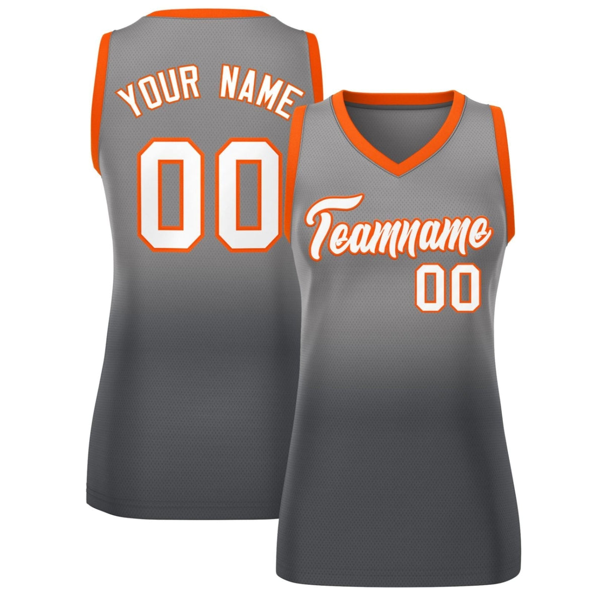 Custom Light Gray Dark Gray Gradient Fashion Tops Mesh Netball Dress For Women