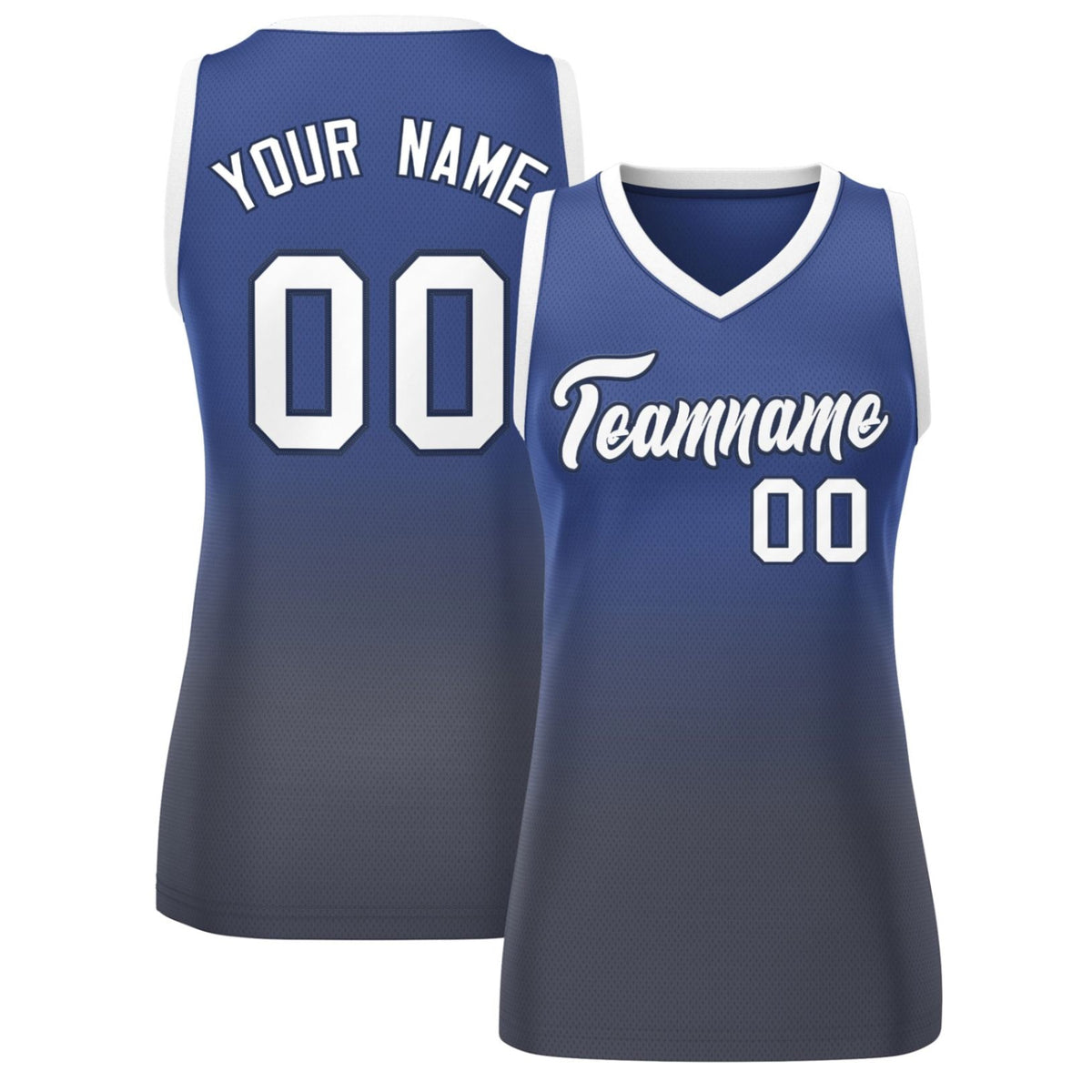 Custom Navy Gray Gradient Fashion Tops Mesh Netball Dress For Women