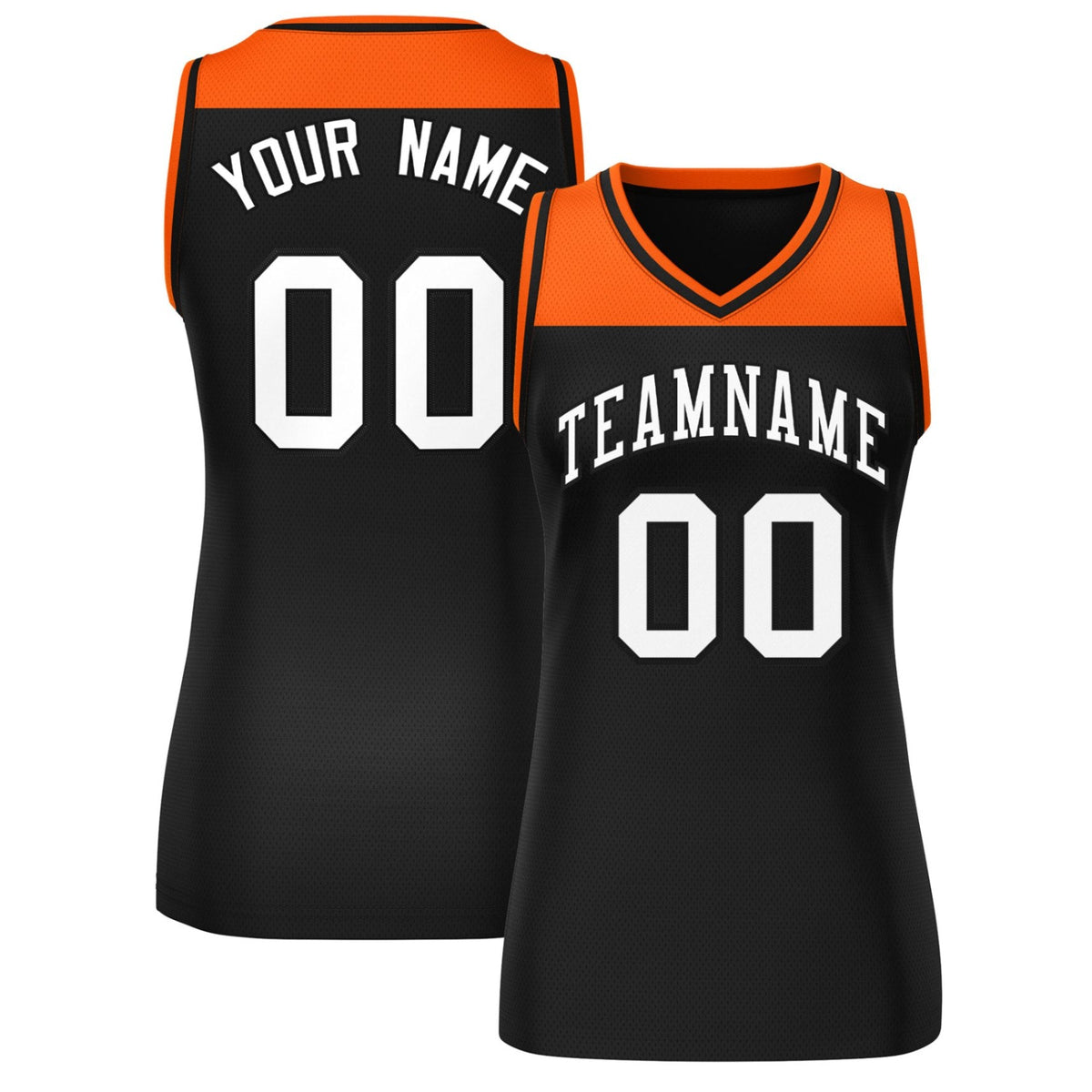 Custom Orange Black Color Block Fashion Tops Mesh Netball Dress For Women