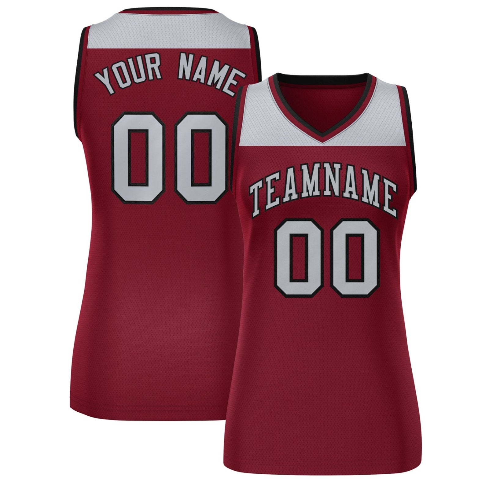 Custom Gray Crimson Color Block Fashion Tops Mesh Netball Dress For Women