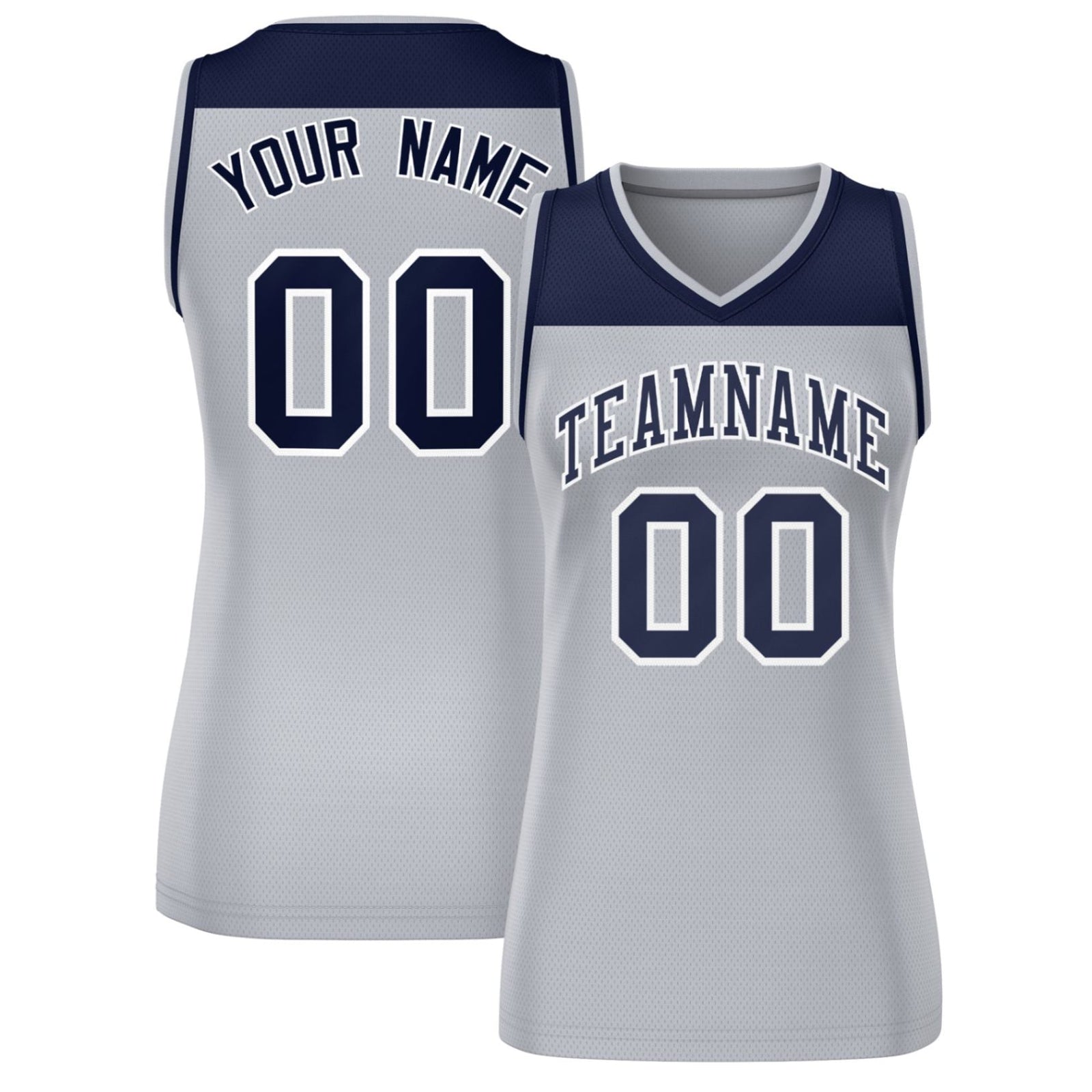Custom Navy Gray Color Block Fashion Tops Mesh Netball Dress For Women