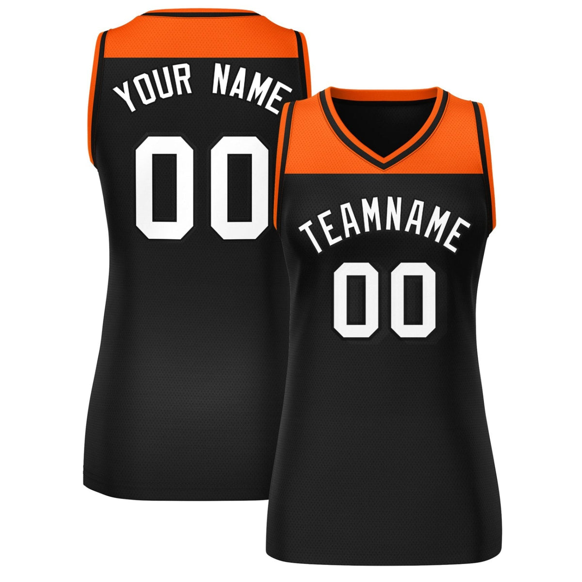 Custom Orange Black Color Block Fashion Tops Mesh Netball Dress For Women