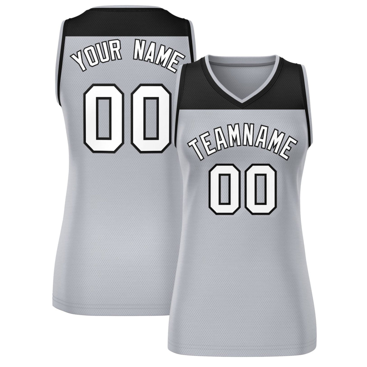 Custom Black Gray Color Block Fashion Tops Mesh Netball Dress For Women