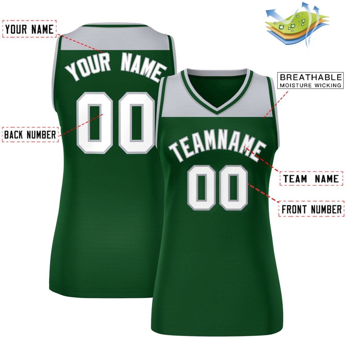 Custom Gray Green Color Block Fashion Tops Mesh Netball Dress For Women