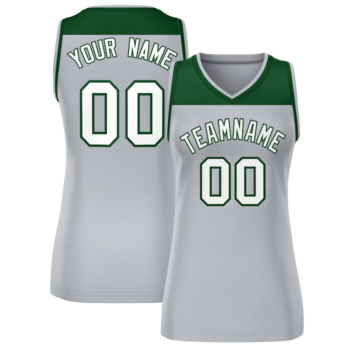 Custom Green Gray Color Block Fashion Tops Mesh Netball Dress For Women