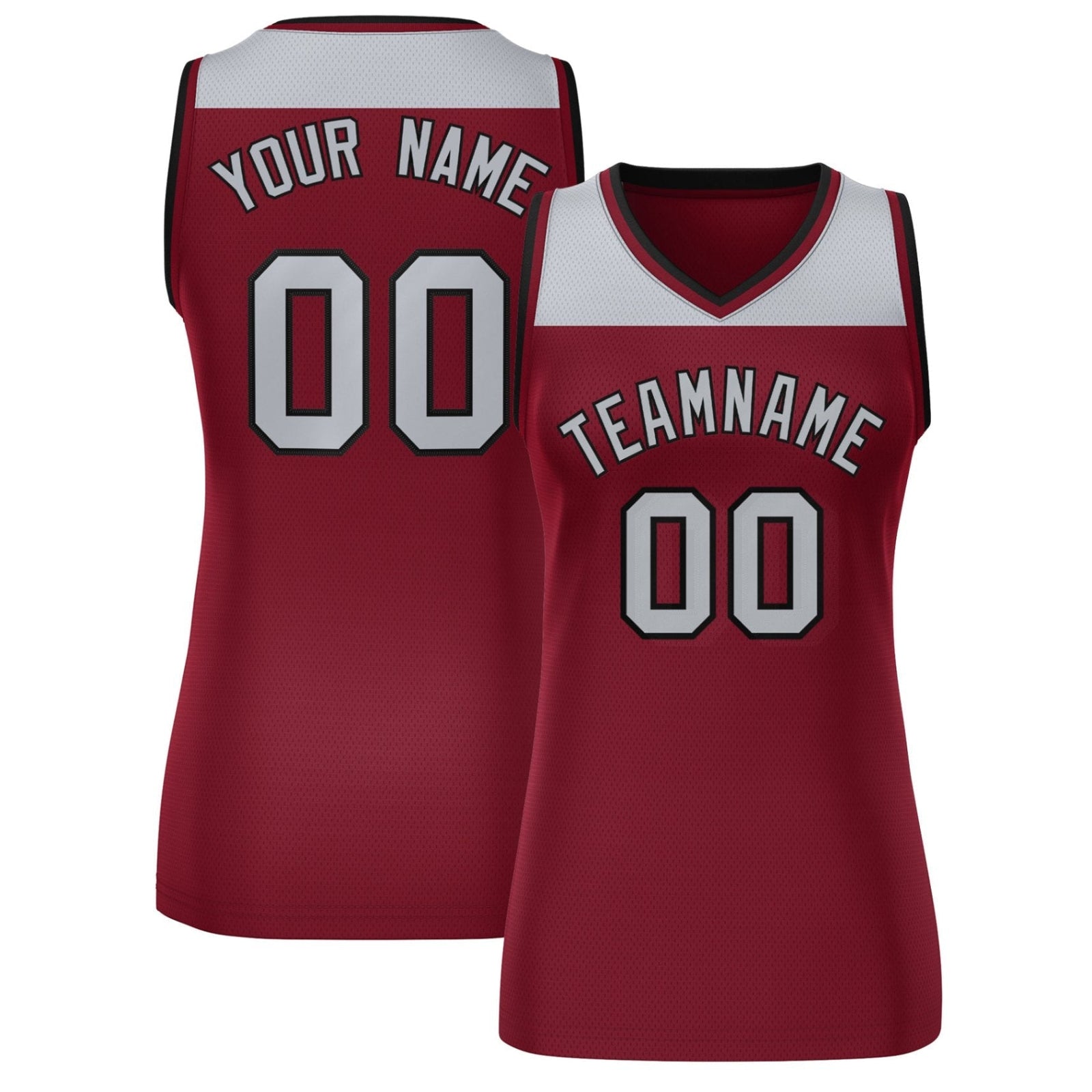Custom Gray Crimson Color Block Fashion Tops Mesh Netball Dress For Women