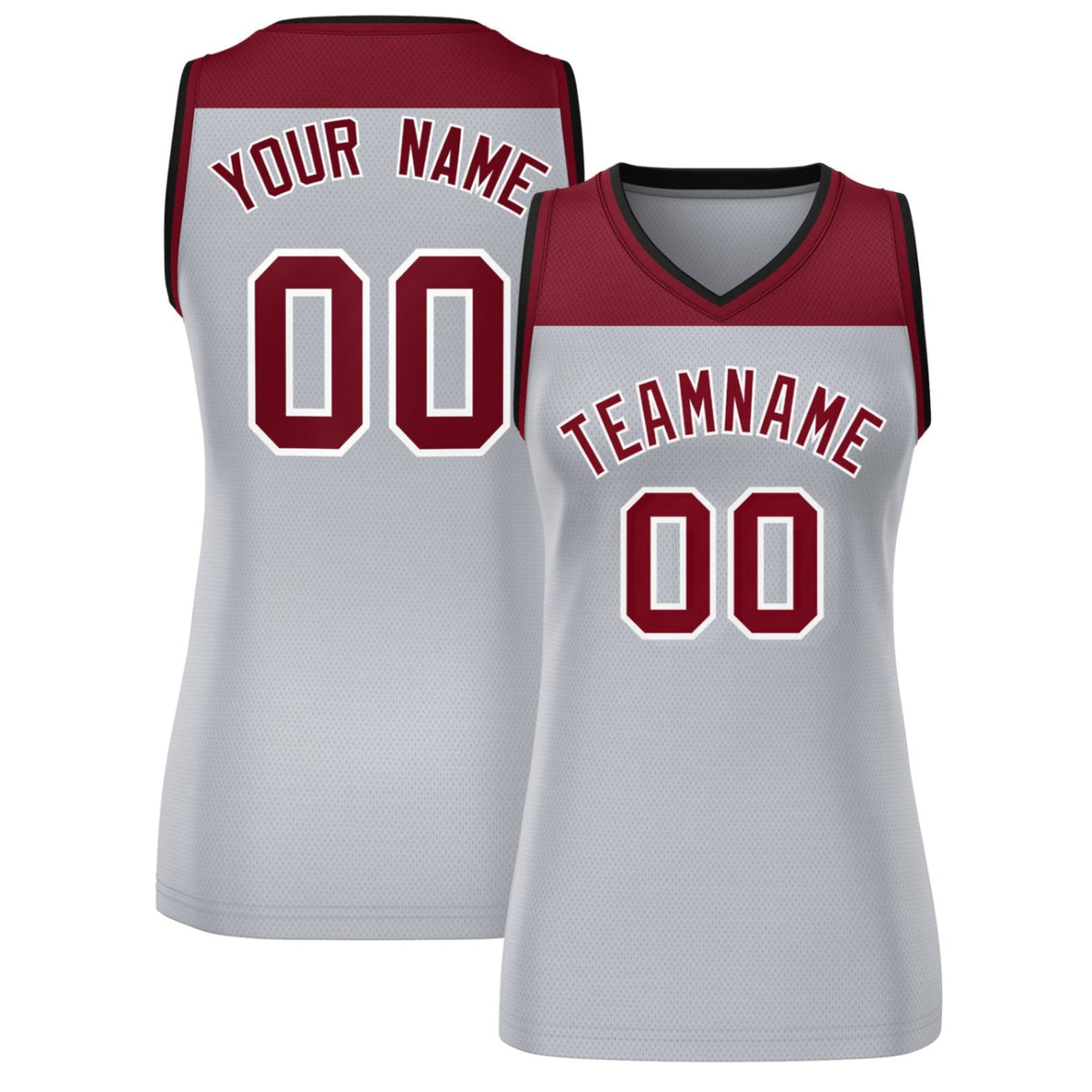 Custom Crimson Gray Color Block Fashion Tops Mesh Netball Dress For Women