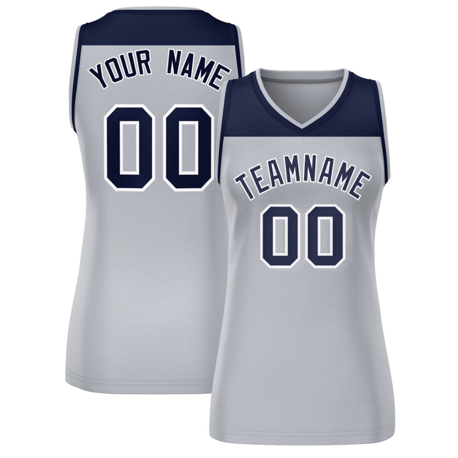 Custom Navy Gray Color Block Fashion Tops Mesh Netball Dress For Women