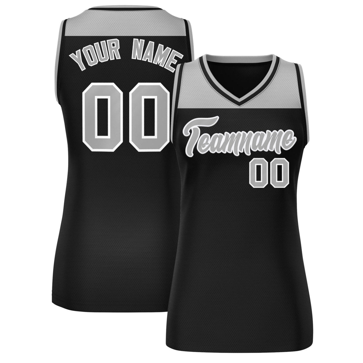 Custom Gray Black Color Block Fashion Tops Mesh Netball Dress For Women