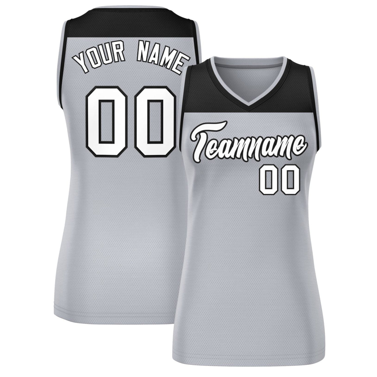 Custom Black Gray Color Block Fashion Tops Mesh Netball Dress For Women