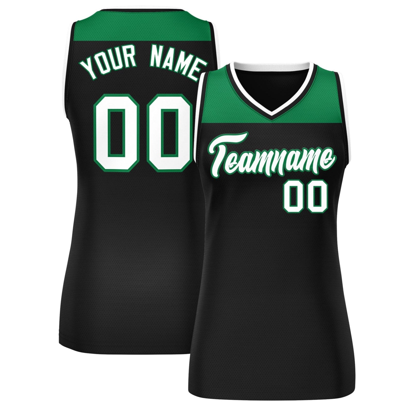 Custom Kelly Green Black Color Block Fashion Tops Mesh Netball Dress For Women