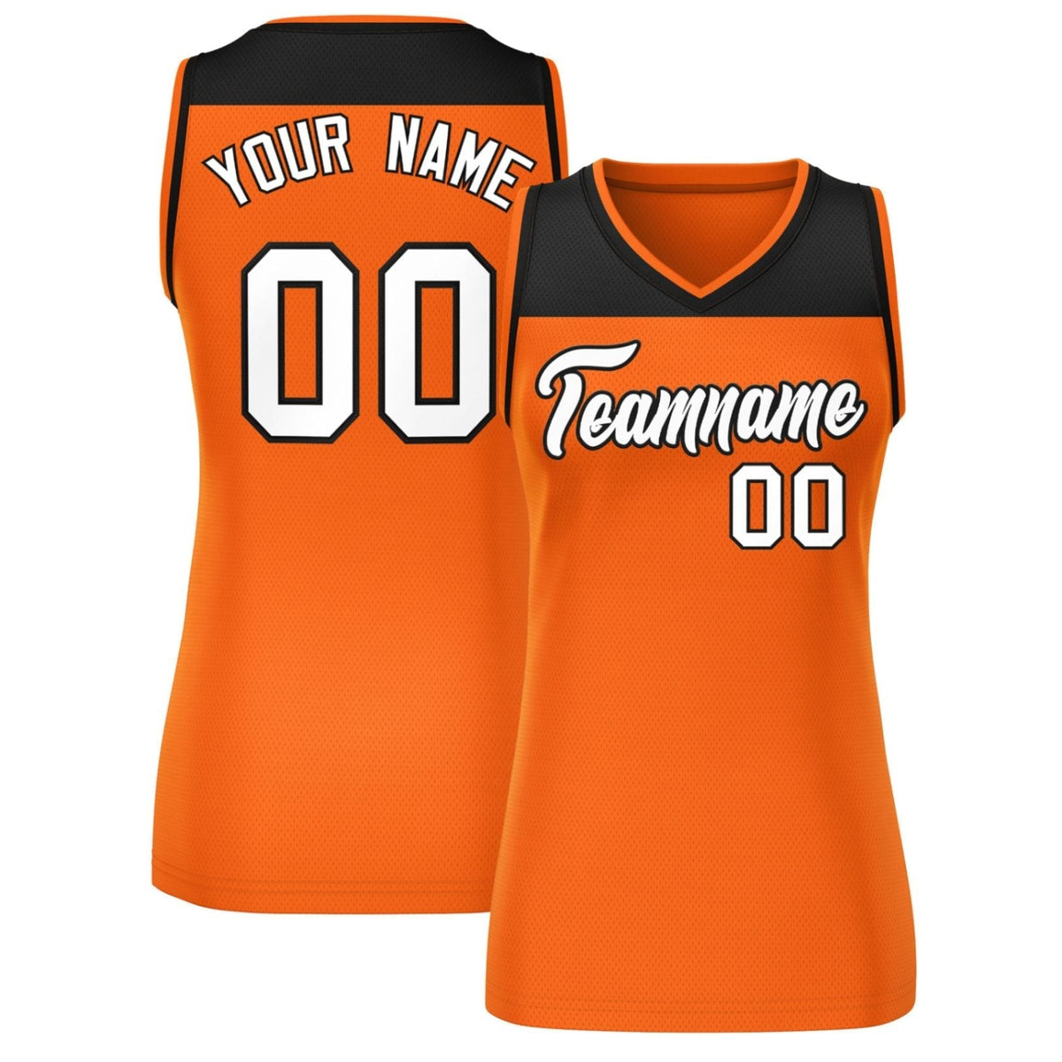 Custom Black Orange Color Block Fashion Tops Mesh Netball Dress For Women