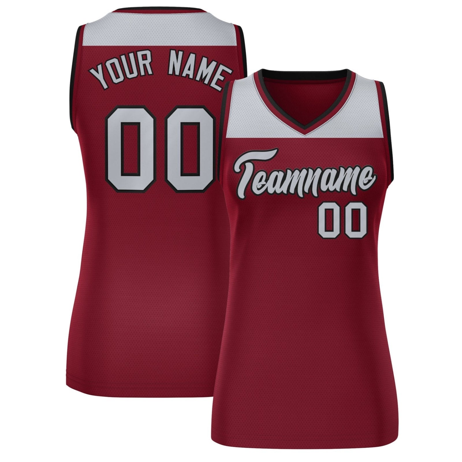 Custom Gray Crimson Color Block Fashion Tops Mesh Netball Dress For Women