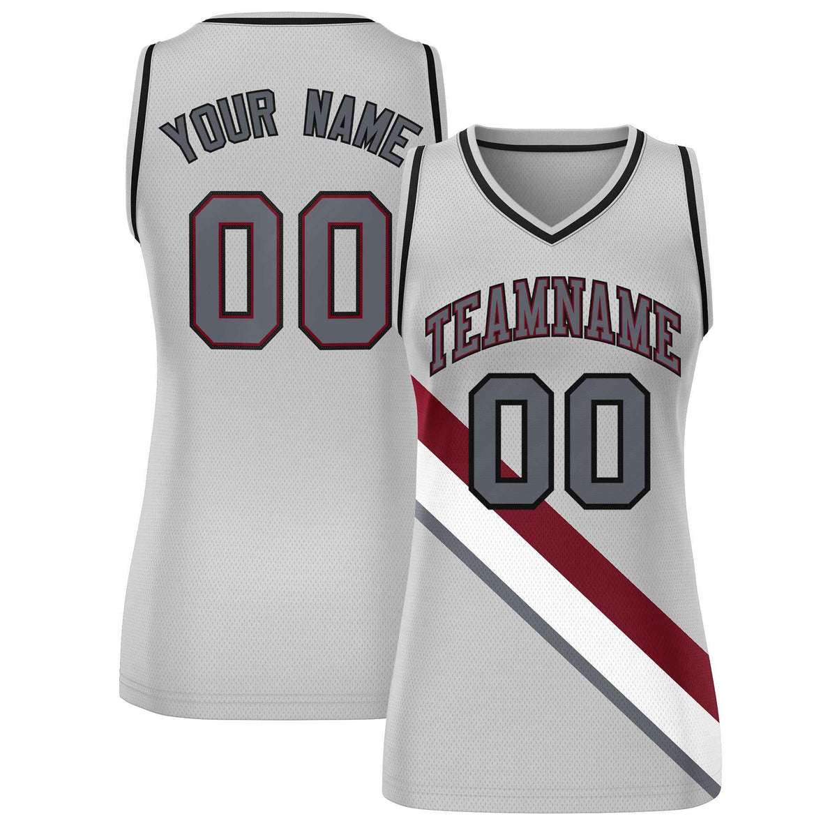 Custom Gray Black-Gray Thick Slash Fashion Tops Mesh Netball Dress For Women