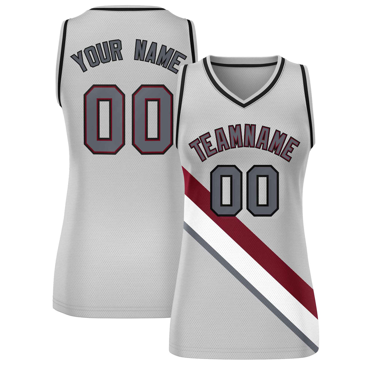 Custom Gray Black-Gray Thick Slash Fashion Tops Mesh Netball Dress For Women