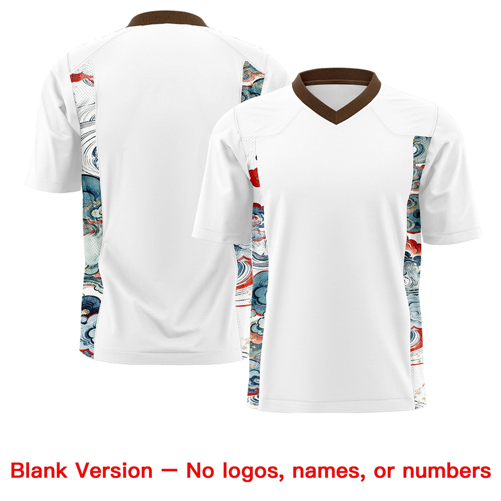 Custom White Light Brown Ukiyo-e Auspicious Clouds Graffiti Pattern Football Jersey | For Men,For Women | KXKSHOP