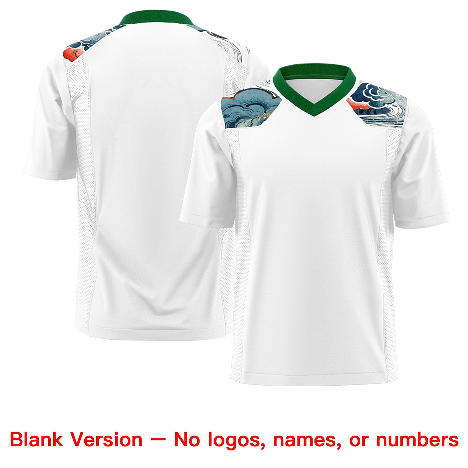 Custom Kelly Green White Ukiyo-e Auspicious Clouds Graffiti Pattern Football Jersey | For Men,For Women | KXKSHOP