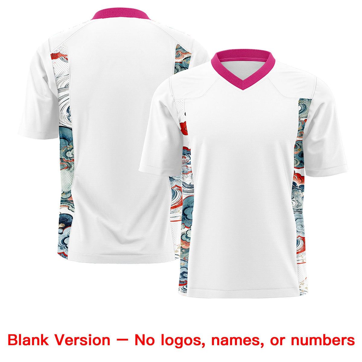 Custom White Rose Red Ukiyo-e Auspicious Clouds Graffiti Pattern Football Jersey | For Men,For Women | KXKSHOP