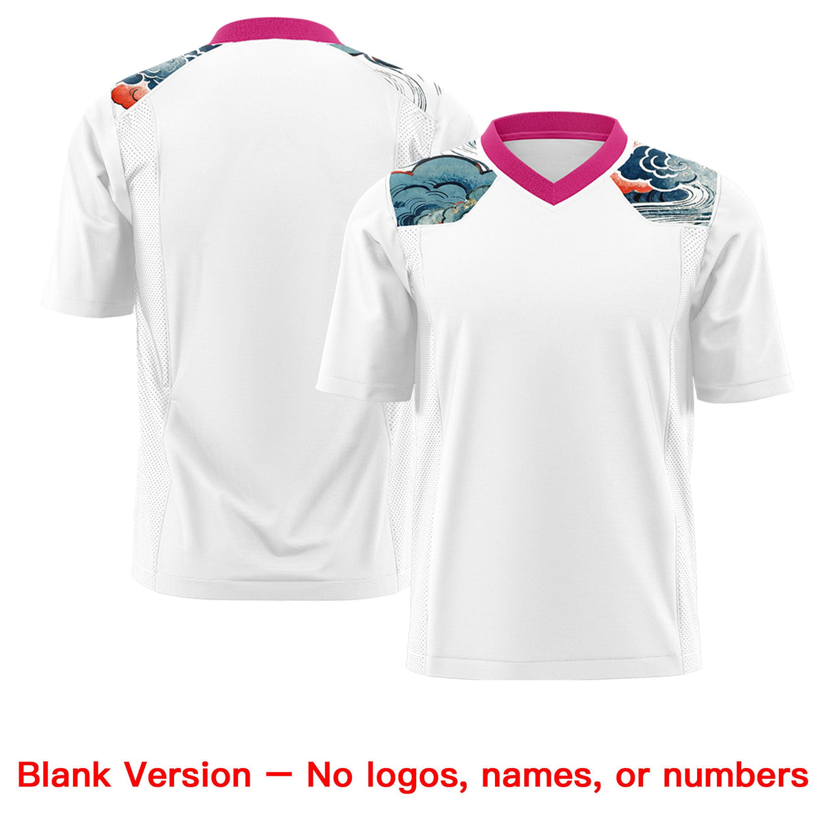 Custom Rose Red White Ukiyo-e Auspicious Clouds Graffiti Pattern Football Jersey | For Men,For Women | KXKSHOP