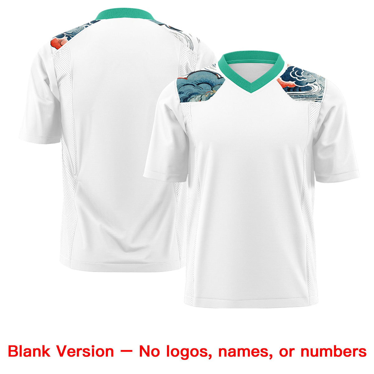 Custom Bright Green White Ukiyo-e Auspicious Clouds Graffiti Pattern Football Jersey | For Men,For Women | KXKSHOP