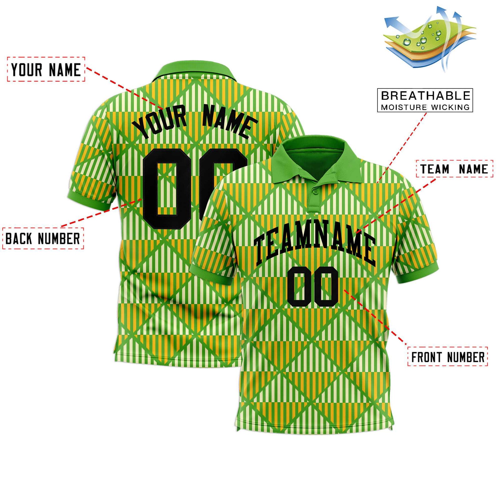 Custom Light Green Lingge Sunshine Polo Shirts