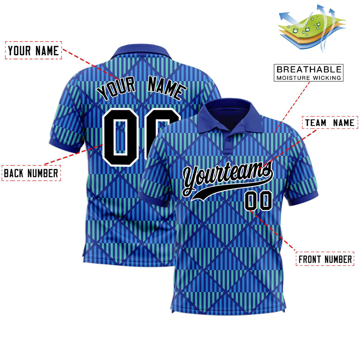 Custom Royal Blue Lingge Sunshine Polo Shirts