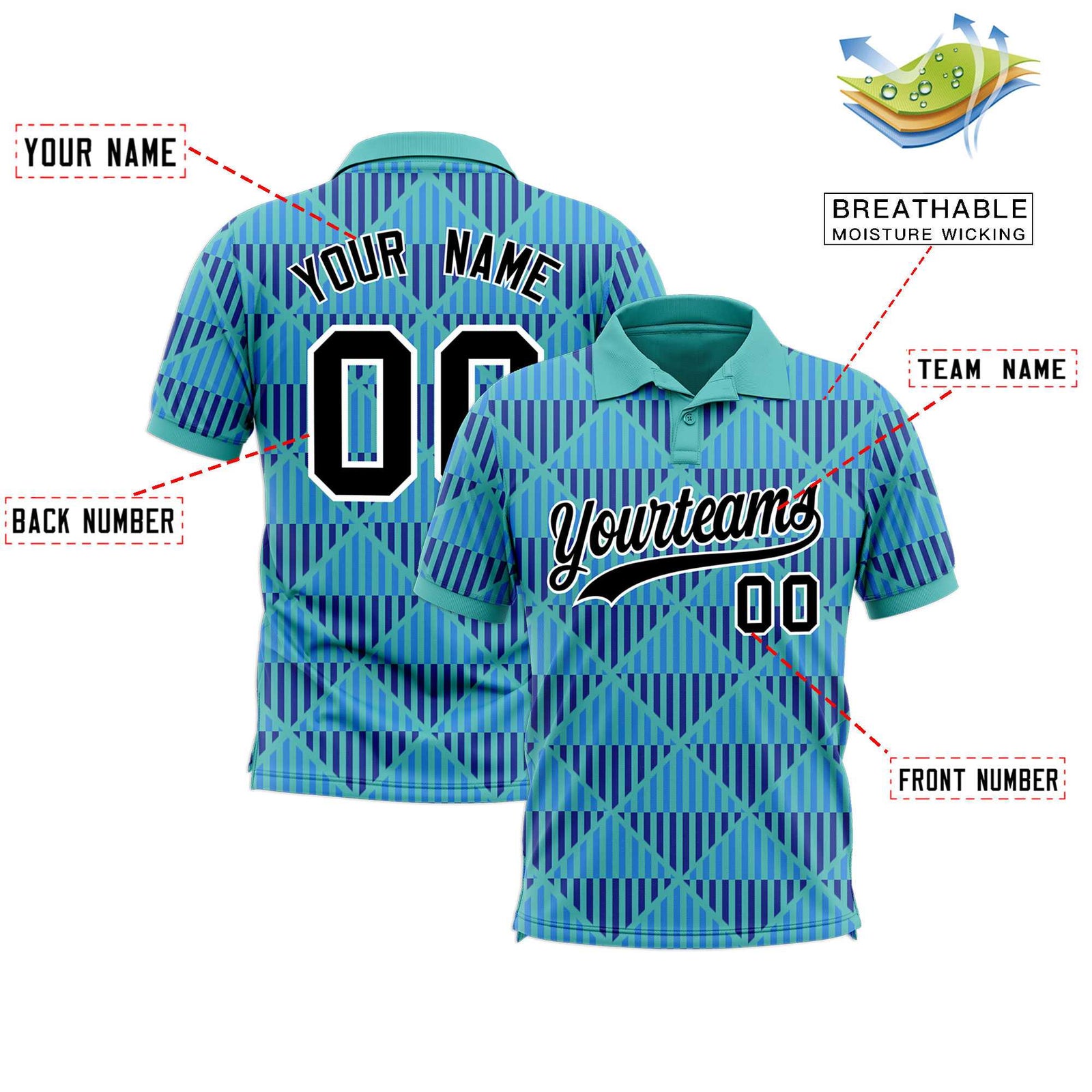 Custom Teal Lingge Sunshine Polo Shirts