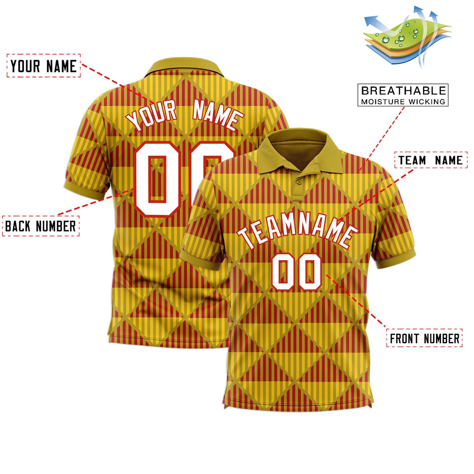 Custom Old Gold Lingge Sunshine Polo Shirts